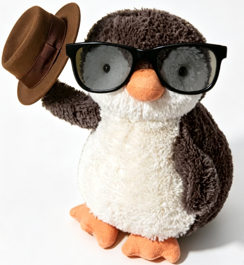 JC Ultra Soft Peanut Penguin Plush Toy, 18cm, Cute Stuffed Animal, Cuddly Emotional Companion Penguin, Gift for Kids & Adults, Home Decor