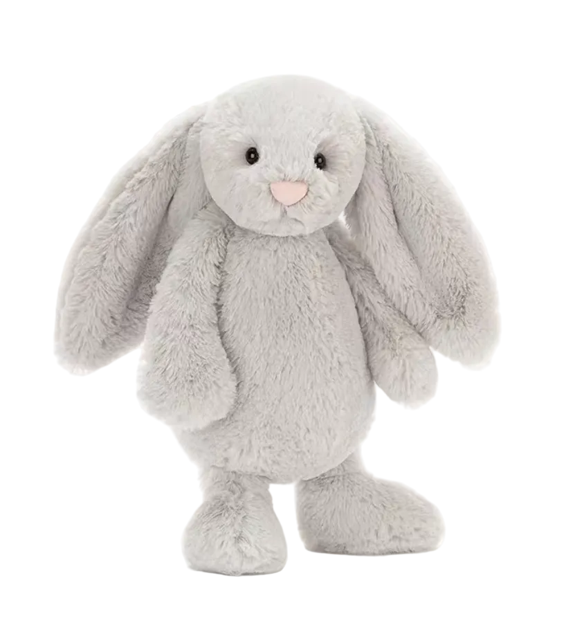 JC Ultra Soft Bashful Silver Bunny Plush Toy, 36cm, Cute Stuffed Animal, Cuddly Emotional Companion Bunny, Gift for Kids & Adults, Home Decor