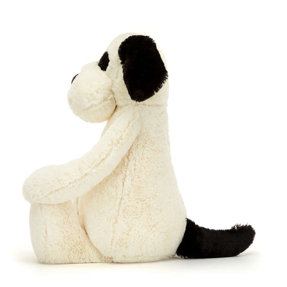 JC Ultra Soft Bashful Black & Cream Puppy Plush Toy, 18cm, Cute Stuffed Animal, Cuddly Emotional Companion, Gift for Kids & Adults, Home Decor