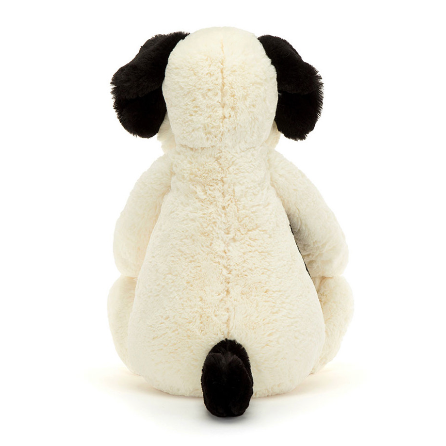 JC Ultraweicher Bashful Welpen Plüschtier, schwarz & cremefarben, 18cm, niedliches Stofftier, kuscheliger emotionaler Begleiter, Geschenk für Kinder & Erwachsene, Heimdekoration